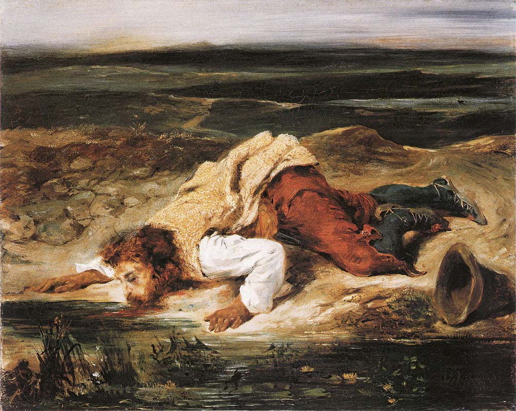 A Mortally Wounded Brigand Quenches his Thirst #